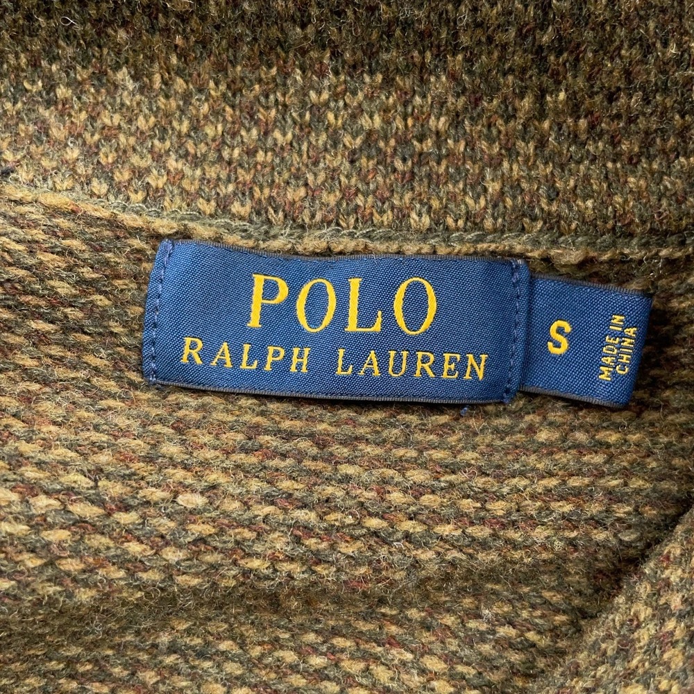 Polo Ralph Lauren Sweater Mens Small Patchwork Shawl Collar Cardigan Equestrian - Picture 9 of 13